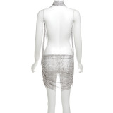 Snake Print Halterneck Tie Irregular Dress GZJQ-K24D51387