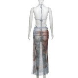 Deep V Neck Tie Backless Maxi Dress GZJQ-K24D48880
