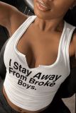 Letter Print U Neck Tank Top HMYI-46473