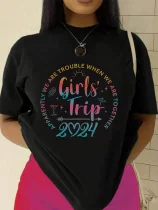 Solid Letter Print Short Sleeve T Shirt GYIQ-CSZ004 CSZ005