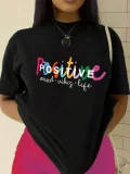 Solid Letter Print Short Sleeve T Shirt GYIQ-CSZ004 CSZ005