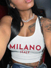 Letter Print Sleeveless Tank Tops HMYI-93565
