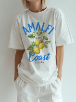 Lemon Green Tea print Short Sleeve T-shirt GYIQ-ZW114675C