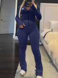 Long Sleeve Print Zipper Two Piece Pants Set HMYI-77219