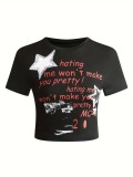 Letter Print Short Sleeve T Shirt HMYI-34223