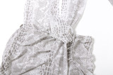 Snake Print Halterneck Tie Irregular Dress GZJQ-K24D51387