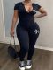 Plus Size Solid Color Print U Neck Jumpsuit HMYI-71482