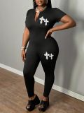 Plus Size Solid Color Print U Neck Jumpsuit HMYI-71482