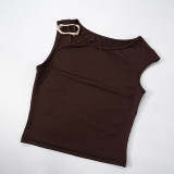 Solid Color Sleeveless Tank Top 2 Piece Pants Set MXBF-K24ST484