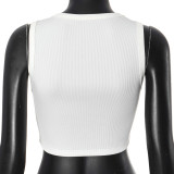 Letter Print Sleeveless Vest MXBF-K24TP297
