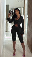Hollow Out Lace Two Piece Pants Set GDYF-6804