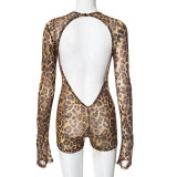 Leopard Print Hollow Out Backless Romper MXBF-D24RP687