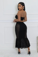 Sexy Solid Color Wrap Chest Long Skirt Suit GCNF-0230