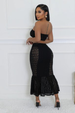 Sexy Solid Color Wrap Chest Long Skirt Suit GCNF-0230
