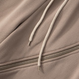 Solid Color Multi Zipper Drawstring Loose Fit Athletic Pants MXBF-K24PT422