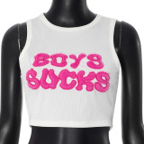 Letter Print Sleeveless Vest MXBF-K24TP297