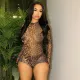 Leopard Print Hollow Out Backless Romper MXBF-D24RP687