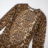 Leopard Print Hollow Out Backless Romper MXBF-D24RP687