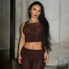 Solid Color Sleeveless Tank Top 2 Piece Pants Set MXBF-K24ST484