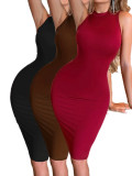 Solid Color Sleeveless Bodycon Dress GCNF-8056
