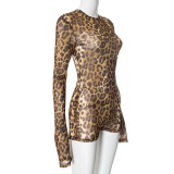Leopard Print Hollow Out Backless Romper MXBF-D24RP687