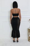 Sexy Solid Color Wrap Chest Long Skirt Suit GCNF-0230