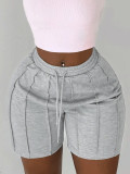 Solid Color Drawstring Casual Shorts GCNF-0229