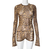 Leopard Print Hollow Out Backless Romper MXBF-D24RP687
