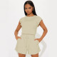 Solid Color Sleeveless Loose Two Piece Shorts Set FENF-6028
