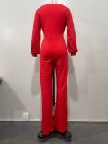 Solid Color Long Sleeve Jumpsuit OLYF-6173