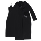 Plus Size Pearl Hot Diamond Blazer And Sling Dress 2 Piece Set NY-3398