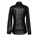 PU Leather Long Sleeve Shirt Jacket Coat GPBY-811