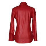 PU Leather Long Sleeve Shirt Jacket Coat GPBY-811