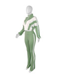 Comtrast Color Patchwork Sport Two PIece Pants Set  CH-25015