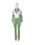 Comtrast Color Patchwork Sport Two PIece Pants Set  CH-25015