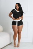 Casual Sport Color Block Two Piece Shorts Set NYF-8189