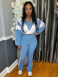 Comtrast Color Patchwork Sport Two PIece Pants Set  CH-25015
