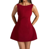 Sleeveless Solid Color Mini Dress GPBY-17167