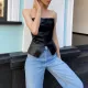 Single-breasted PU Leather Wrap Chest Top GPBY-1451