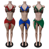 Print Tie Up Bikinis Three Piece Swimsuit MEM-88633