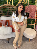 Comtrast Color Patchwork Sport Two PIece Pants Set  CH-25015