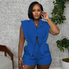 Plus Size Casual Irregular V Neck Romper NY-10991