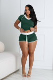 Casual Sport Color Block Two Piece Shorts Set NYF-8189