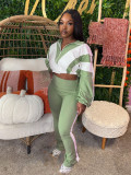 Comtrast Color Patchwork Sport Two PIece Pants Set  CH-25015