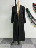 Plus Size Lapel Solid Color Long Blazer Dress NY-10988