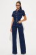 Fashion Denim Short Sleeve Wide Leg Jumpsuit LX-6042