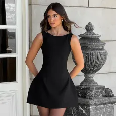 Sleeveless Solid Color Mini Dress GPBY-17167
