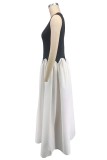 Sleeveless Patchwork Irregular Maxi Dress XHXF-443