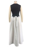 Sleeveless Patchwork Irregular Maxi Dress XHXF-443