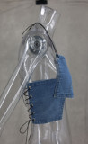 Wrap Chest Halterneck Denim Tank Top GLYK-LX008